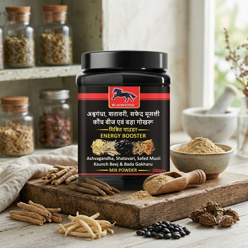 Energy Boost Mix Powder Ashwagandha, Safed Musli, Shatavari, Kaunch Beej
