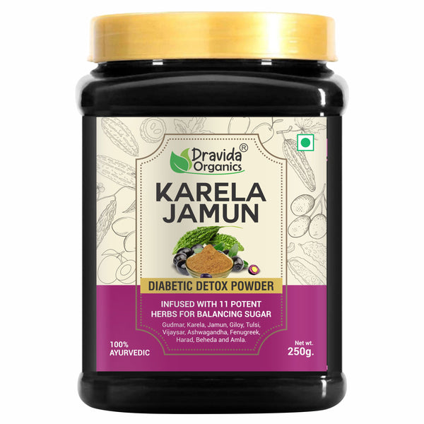 Dravida Organics Karela Jamun Powder – Ayurvedic Diabetic Detox for Natural Blood Sugar Support (250g)