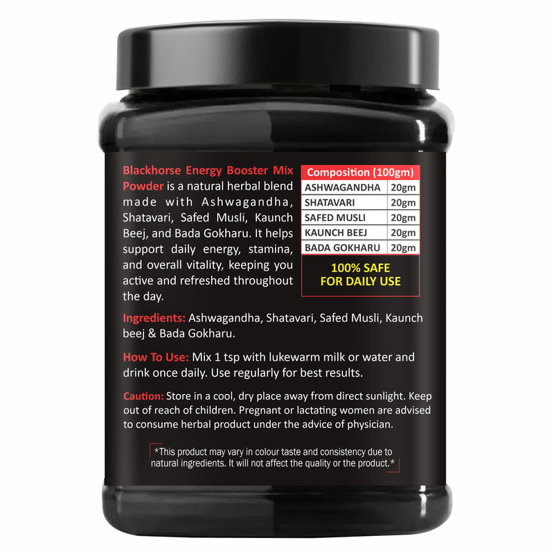 Energy Boost Mix Powder Ashwagandha, Safed Musli, Shatavari, Kaunch Beej