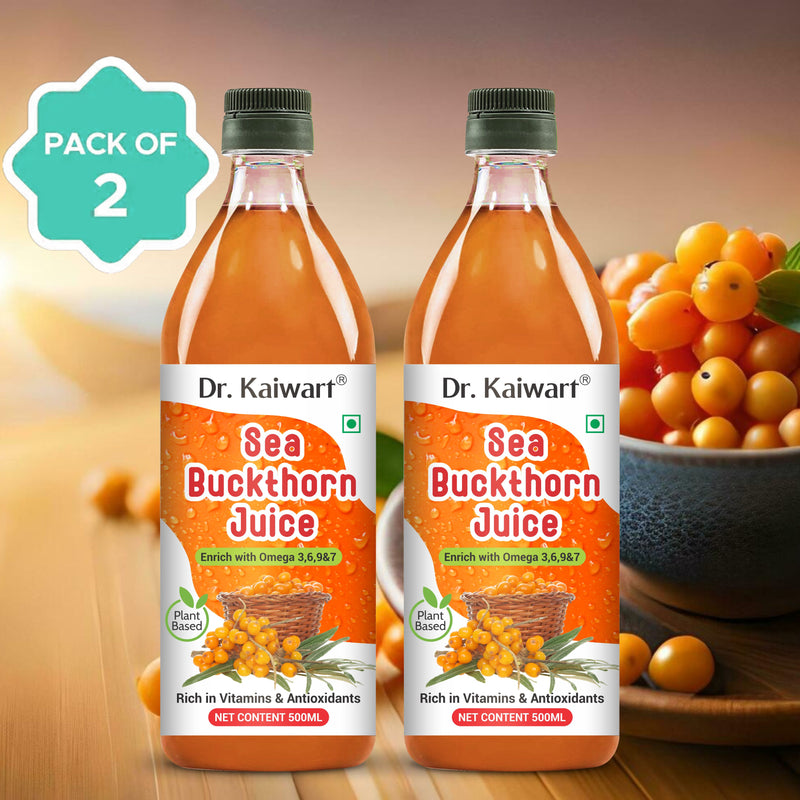 DR. KAIWART Sea Buckthorn Juice, Himalayan Berry, Enrich With Omega 3,6,9 & 7 (2 x 500 ml)