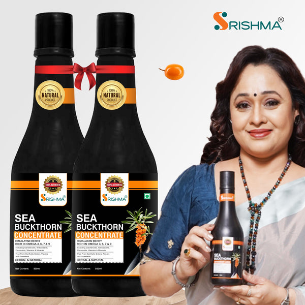 Srishma Sea Buckthorn Concentrate Pack Of 2 – 100% Natural Himalayan Berry Juice | Rich in Vitamin C & Antioxidants - Set Of 2